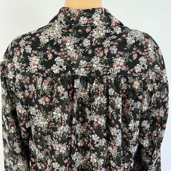Vintage Givenchy for Fashions Couture Womens 12 Black Floral Button Down Shirt - Picture 4 of 13